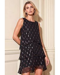 Roman - Roman Shimmer Foil Print Tiered Dress - Lyst