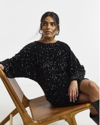 Simply Be - Velour Sequin Mini Dress - Lyst