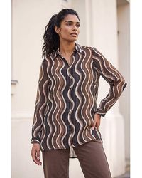 Roman - Roman Wave Print Satin Stripe Shirt - Lyst