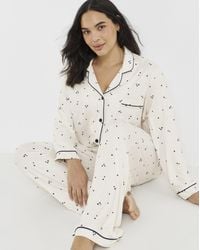 Pretty Secrets - Star Soft Knit Button Pj Set - Lyst