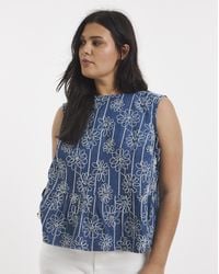 Simply Be - Floral Applique Denim Peplum Top - Lyst