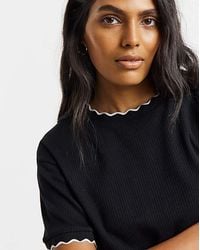 Simply Be - Ribbed Slim Fit Scallop T-Shirt - Lyst