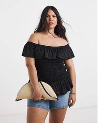 Simply Be - Ruffle Shirred Mesh Top - Lyst
