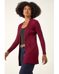 Roman - Roman Longline Stretch Ribbed Cardigan - Lyst
