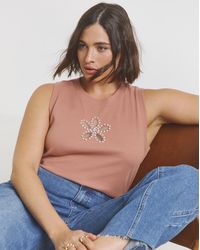 Simply Be - Flower Tank With Pearls - Lyst
