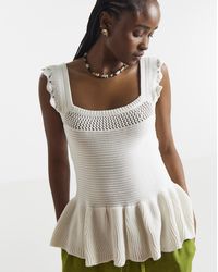 Simply Be - Crochet Square Neck Frill Top - Lyst