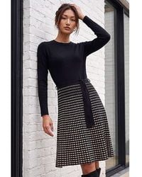 Roman - Roman Check Print Belted Jumper Dress - Lyst