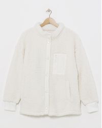 Simply Be - Sherpa Zip Through Nylon Pocket Bomber - Lyst