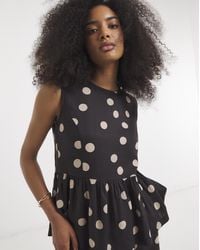 Simply Be - Chocolate Spot Peplum Shell Top - Lyst