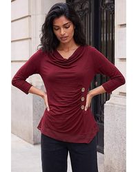 Roman - Roman Button Detail Chiffon Hem Top - Lyst