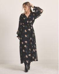Simply Be - Floral Print Wrap Midi Dress - Lyst