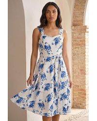 Roman - Roman Floral Tie Waist Midi Dress - Lyst