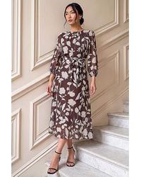 Roman - Roman Floral Pleated Midi Dress - Lyst
