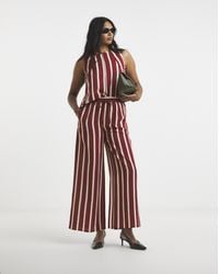 Simply Be - Rust Stripe Wide Trouser - Lyst