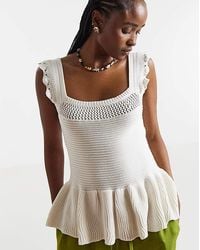 Simply Be - Crochet Square Neck Frill Top - Lyst