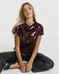 Simply Be - Glossy Sequin Cap Sleeve Top - Lyst