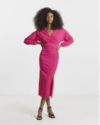 Simply Be - Textured Jersey Ruched Midi Dress - Lyst