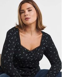 Simply Be - Ditsy Floral Square Neck Rib Top - Lyst