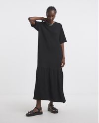 Simply Be - Textured Jersey Drop Waist Midi Dress - Lyst