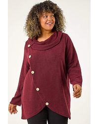 Roman Curve - Cowl Neck Button Wrap Top - Lyst
