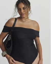 Figleaves - Figleaves Icon Textured Bardot Swimsuit - Lyst