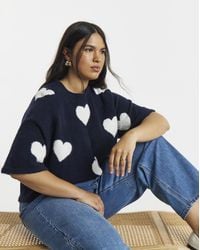 Simply Be - Heart Print Half Sleeve Jumper - Lyst