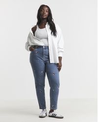 Simply Be - Sbe Floral Embroidered Slim Mom Jeans - Lyst
