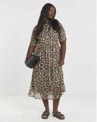 Simply Be - Printed Mesh Midi Dress - Lyst