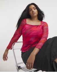 Simply Be - Square Neck Mesh Top - Lyst