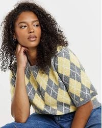 Simply Be - Argyle Short Sleeve Jumper - Lyst