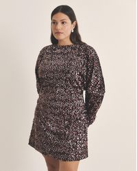 Simply Be - Burgundy Velour Sequin Mini Dress - Lyst