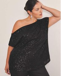 Simply Be - Linear Sequin Off The Shoulder Top - Lyst