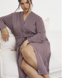 Pretty Secrets - Soft Knit Stripe Dressing Gown - Lyst