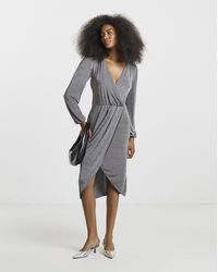 Simply Be - Slinky Wrap Front Midi Dress - Lyst