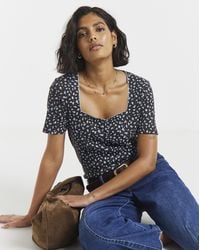 Simply Be - Square Neck Short Sleeve Ribbed Top - Lyst
