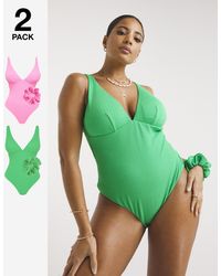 Simply Be - 2 Pack Crinkle Swimsuits And Scrunchies - Lyst
