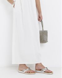 Heavenly Soles - Toe Post Low Wedge Sandal Ex Wide - Lyst