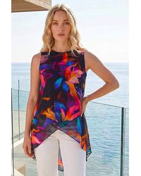 Roman - Roman Floral Print Wrap Embellished Top - Lyst