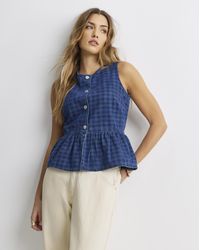 Simply Be - Denim Sleeveless Peplum Top - Lyst