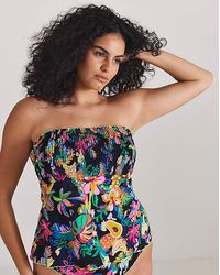 Simply Be - Shirred Bandeau Tankini Top - Lyst