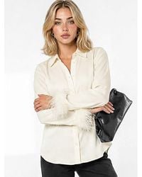 Lovedrobe - Feather Cuff Satin Shirt - Lyst