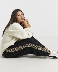 Simply Be - Wide Leg Leopard Side Stripe Joggers - Lyst