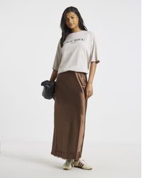 Simply Be - Satin Lace Hem Midaxi Skirt - Lyst