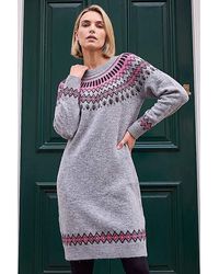 Roman - Roman Fairisle Knitted Jumper Dress - Lyst