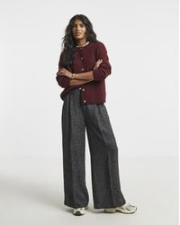 Simply Be - Charcoal Premium Wide Leg Trouser - Lyst