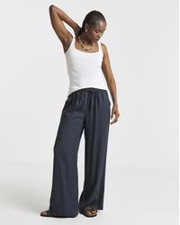 Simply Be - Tie Waist Wide Leg Linen Mix Trousers - Lyst