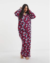 Pretty Secrets - Snit Lip Print Revere Pyjama Set - Lyst