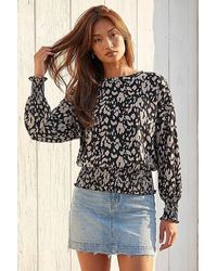 Roman - Roman Abstract Print Shirred Hem Top - Lyst