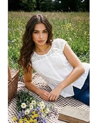 Roman - Roman Lace Yoke Crinkle Blouse - Lyst