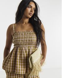 Simply Be - Gingham Shirred Detail Cami - Lyst